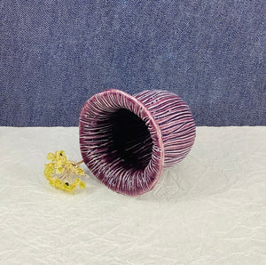 Violet Grooved Petite Ceramic Flower Vase