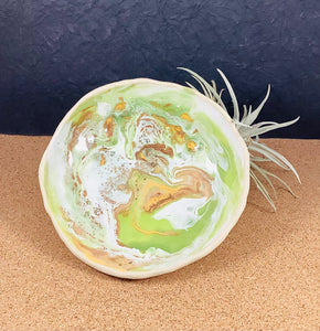 Ceramic Copper and Green Swirl Trinket Dish